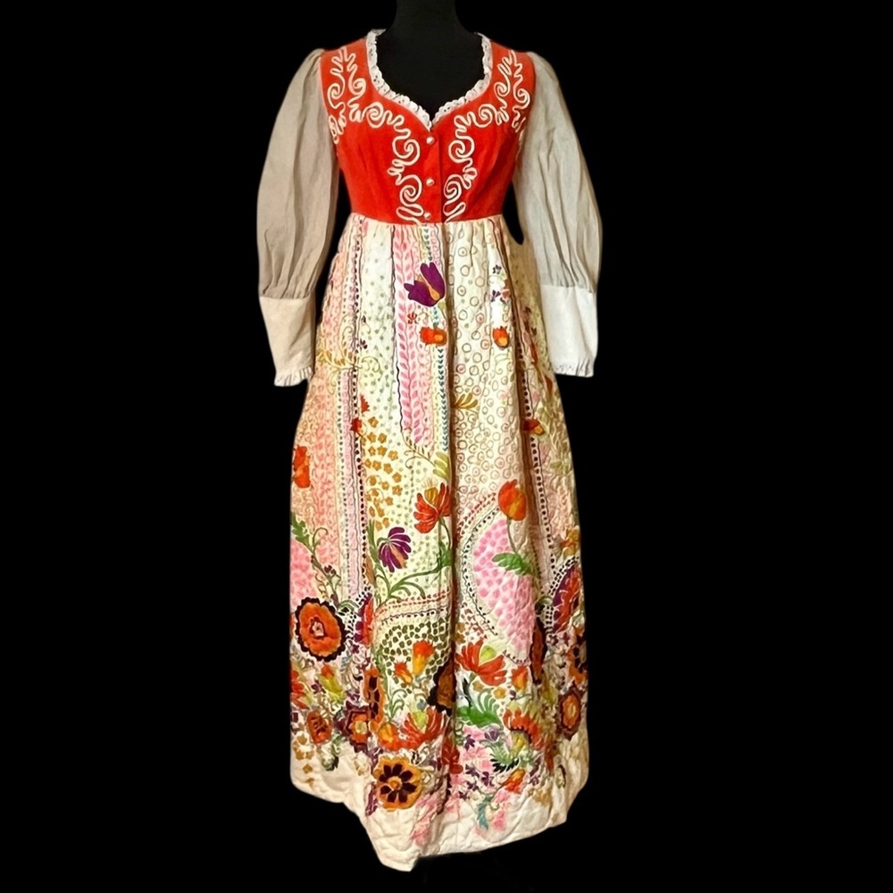 Vintage Wench Dress Renaissance Cosplay Velvet Bodice Quilted Skirt Prairie Maxi - Picture 3 of 11